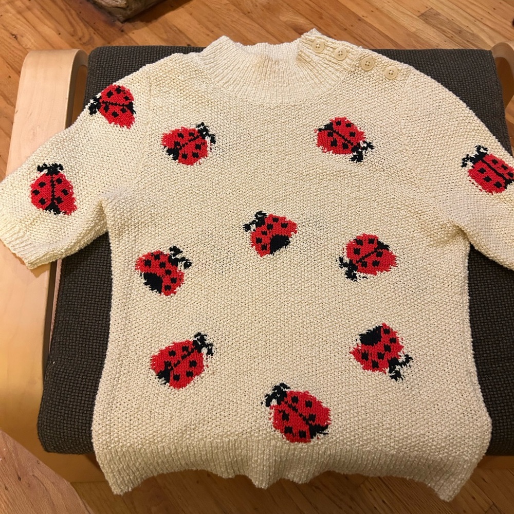 Maeve by Anthropologie Cream Ladybug Turtleneck Sweater XS - Picture 3 of 15